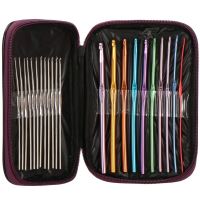 Horgolótűk, sokszínű, készlettel, 22 db-os készlet, 0,6-6,5 mm, Springos