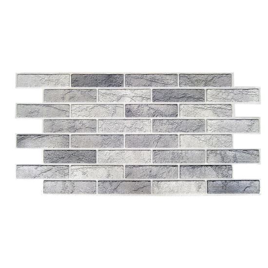 Dekoratív panel, PVC, 3D téglamodell, világosszürke árnyalatok, 96x48,5cm