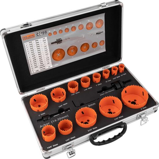 Bimetál magok fa, fém fúrásához, készlet 16 db, 19-76 mm, Richmann Exclusive