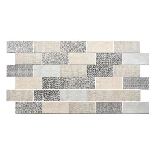 Dekoratív panel, PVC, 3D textil modell, pasztell szürke árnyalatok, 96x48,5cm