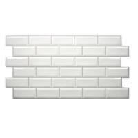 Dekoratív panel, PVC, 3D tégla modell, fehér, 96x48,5 cm
