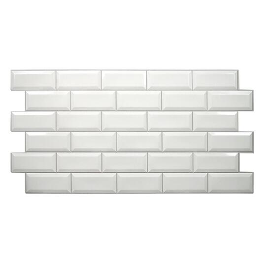 Dekoratív panel, PVC, 3D tégla modell, fehér, 96x48,5 cm