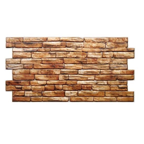 Dekoratív panel, PVC, 3D kő modell, barna árnyalatok, 96x48,5cm