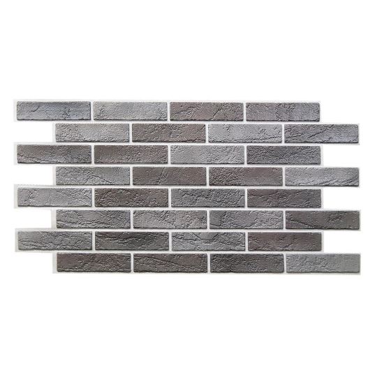 Dekoratív panel, PVC, 3D téglamodell, sötétszürke árnyalatok, 96x48,5cm