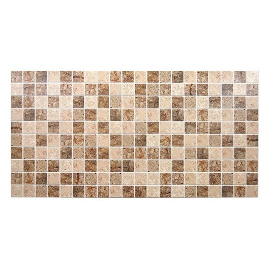 Dekoratív panel, PVC, mozaik mintás, piszkosbarna árnyalatok, 96x48,5cm