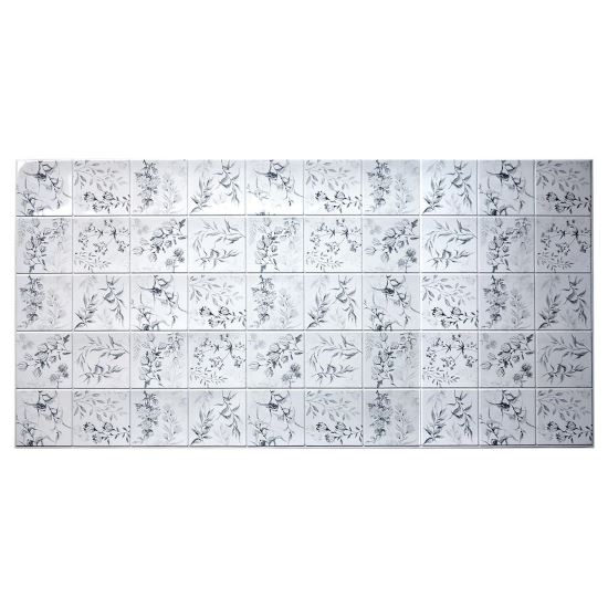 Díszpanel, PVC, mezei virágmintás, szürke, 96x48,5 cm