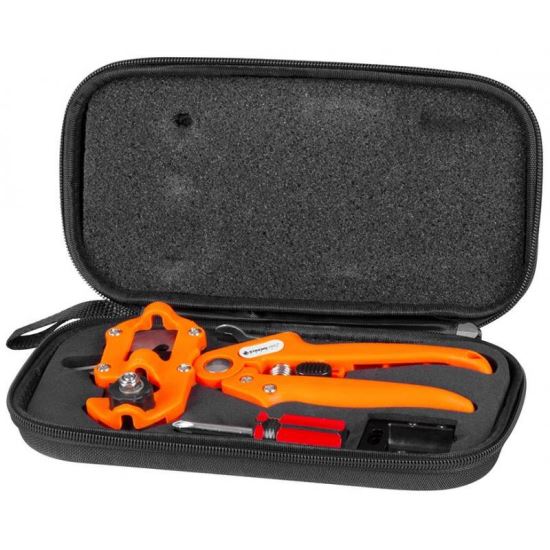 Olló gyümölcsfák, szőlő oltásához, guillotine-os, burkolattal, Omega módszerrel, 21,6 cm, Strend Pro