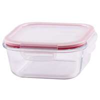 Élelmiszertartó, BSG1, 0750 ml, 15x15x6 cm, négyzet alakú, boroszilikát üveg/PP, Clip, MagicHome