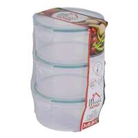 Élelmiszerdoboz/sütő, kerek, műanyag, légmentes, kék, 3 db-os szett, 3x0,8 L, MagicHome
