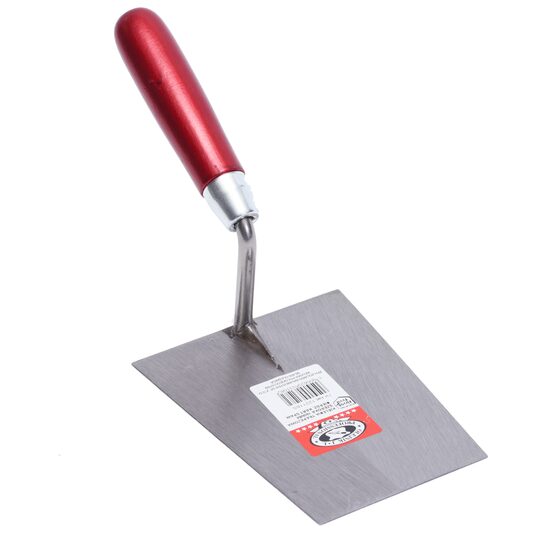 Rozsdamentes acél simító, trapéz, széles, lézerhegesztett, 160 mm, fa nyél, Olejnik