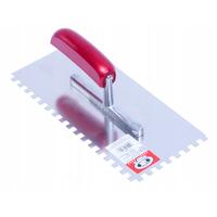 Glettvas acél simító, fogakkal 8x8 mm, fa nyél, 28x13 cm, Olejnik