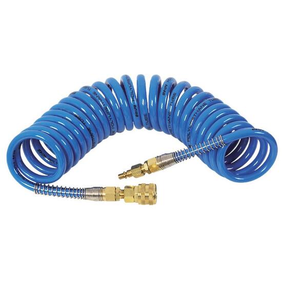 Levegő/nyomás tömlő, spirál, 10x15 mm, PU, kék, 12 bar, 15 m, NEO