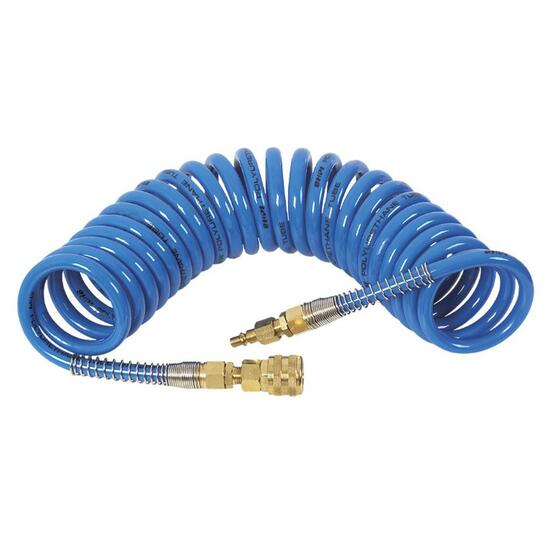 Levegő/nyomás tömlő, spirál, 8,0x12 mm, PU, kék, 8 bar, 10 m, NEO