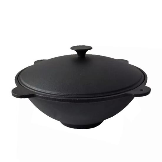 Oala de fonta tip Wok,cu capac,  diametru 51,5cm ,Perfect Home (28341)