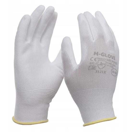 Munkakesztyű, Richmann, poliuretán, XXL méret, fehér