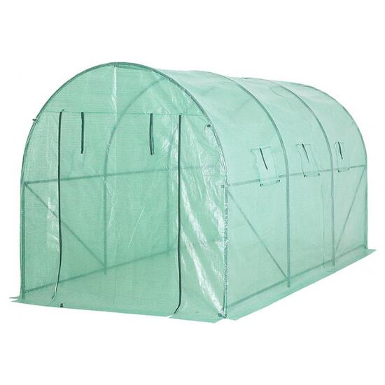 Kerti üvegház, alagút típusú, 6 ablakos, fémkeretes, 2x3,5x2 cm, Strend Pro