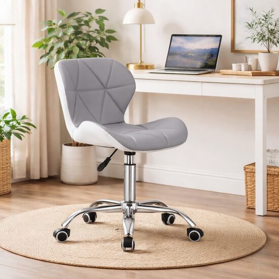 Irodai szék, Artool, Avola, forgó, ökológiai bőr, szürke-fehér, 47,5x55,5x84,5 cm