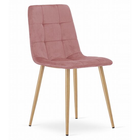 Skandináv stílusú szék, Artool, Kara, bársony, fa, rózsaszín, 44,5x50,5x87 cm