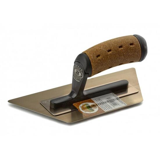 Rozsdamentes acél reszelő, Olejnik, velencei, trapéz alakú, hegyes, parafa nyél, 240x86x0,3 mm