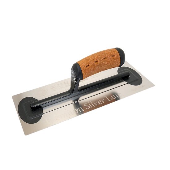 Rozsdamentes acél simító, Olejnik, edzett, 305x130 mm, 0,4 mm, parafa nyél