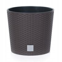 Dekoratív virágcserép, Prosperplast, Rato Round, kerek, barna, rattan utánzat, 25x22,4 cm