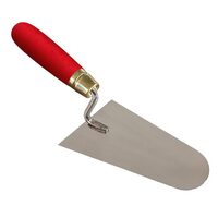 Rozsdamentes acél simító, Strend Pro Premium, félkör, 160 mm, fa nyél, piros