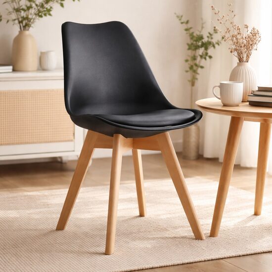 Skandináv stílusú szék, Artool, Mark, PP, fa, fekete, 49x43x82 cm