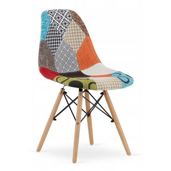 Skandináv stílusú szék, Artool, Seoul, textil, fa, tarka mozaik, 46,5x56,5x82,5 cm