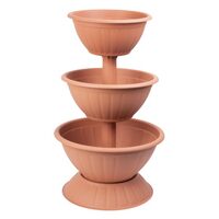 Dekoratív virágcserép, Strend Pro, kerek, 3 szintes, terrakotta, 79 cm