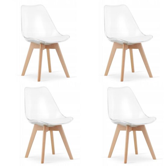 4 db skandináv stílusú szék készlet, Artool, Mark, PP, fa, átlátszó, 49x42x82,5 cm