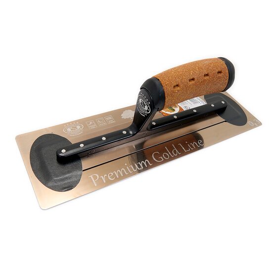 Glettvas acél simító, edzett, SuperFlex, 0,3 mm, parafa nyél, 305x130 mm, Olejnik