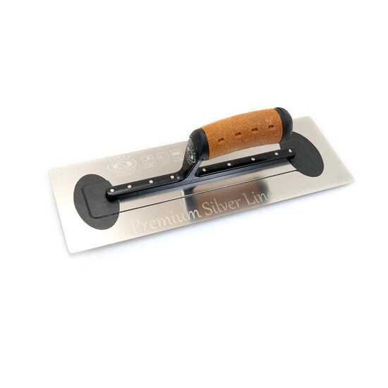 Glettvas acél simító, edzett, MediumFlex, parafa nyél, hidegen hengerelt, ezüst, 0,4 mm, 356x120 mm,Olejnik