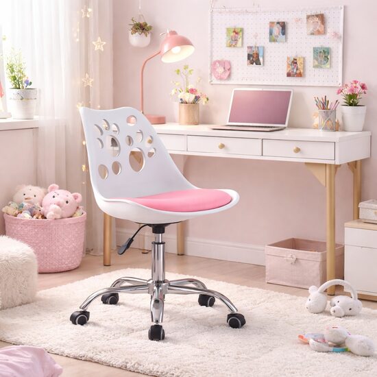 Irodai szék, Artool, Print, forgatható, PP, fehér és rózsaszín, 50x57x93,5 cm