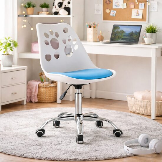 Irodai szék, Artool, Print, forgatható, PP, fehér és kék, 50x57x93,5 cm