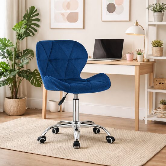 Irodai szék, Artool, Avola, forgó, bársony, sötétkék, 46,5x55x86,5 cm