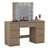 Sminkasztal, Artool, Vanessa, tölgyfa, tükörrel és LED-ekkel, 130x43x143 cm