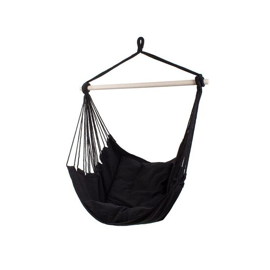 Szék típusú függőágy, Verk Group, fekete, 2 párnával, max 120 kg, 100x100 cm