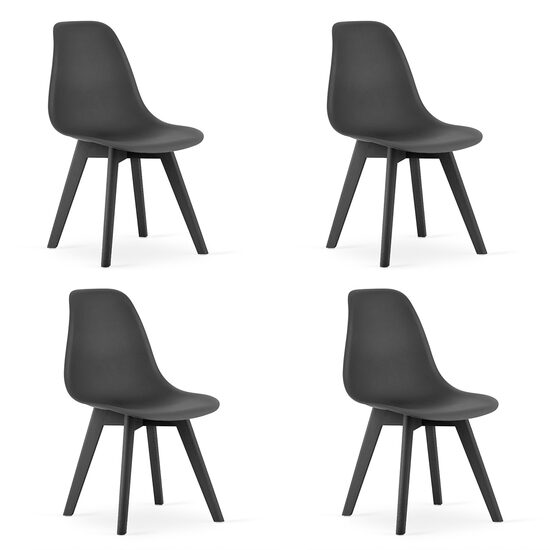 4db skandináv stílusú székkészlet, Artool, Kito, PP, fa, fekete, 46x54,5x80 cm