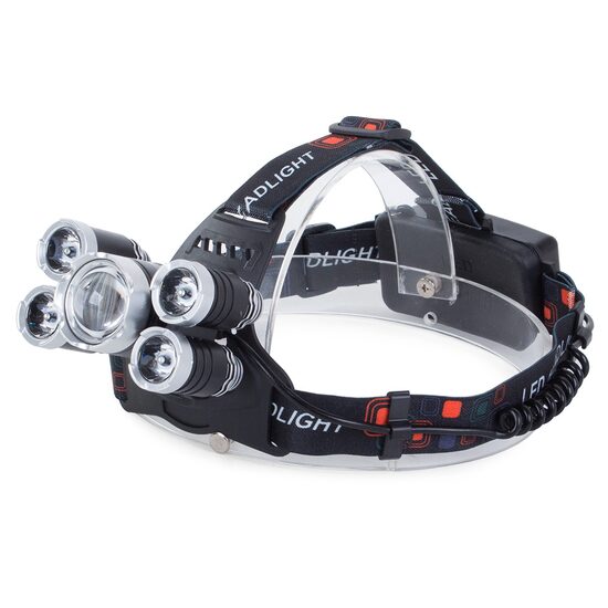 Fejlámpa akkumulátorral, taktikai, Bailong, 1 x LED CREE XM-L T6, 4 x LED XP-E, ZOOM, állítható szög, IPX4, 400 m