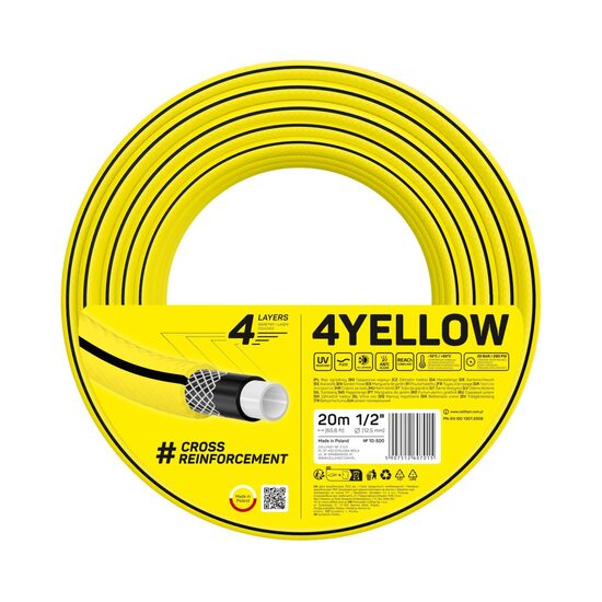 Kerti tömlő, Cellfast Yellow, 4 rétegű, 1/2", 20 m