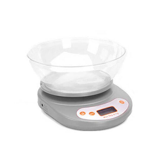 Elektronikus konyhai mérleg, Verk Group, max 5 kg, fehér, digitális kijelző, 2 x AA R6, 20,5x16x5 cm