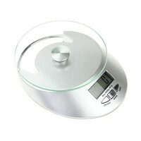 Elektronikus konyhai mérleg, Verk Group, max 5 kg, ezüst, digitális kijelző, 1xCR 2032, 19x16x3,5 cm