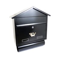 Postaláda, újságtartóval, fekete, C4 formátum, 43x12x48 cm, Damech
