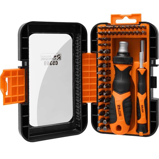 Hegyek, bitek készlet, precíziós, csavarhúzóval, 57 db, 1/4", 4 mm, 25-28 mm, Richmann Exclusive