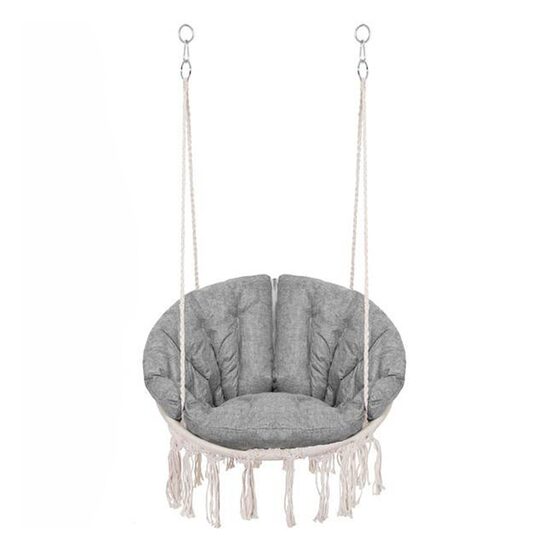 Brazil függőágy, üléstípus, Springos, párnával, krém és szürke, max 150 kg, 79x80x120 cm