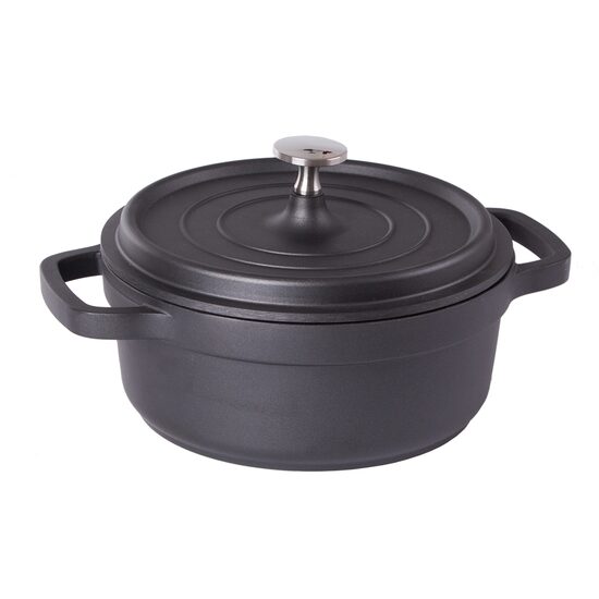 Alumínium edény fedővel, fekete, 2,2 L, 20 cm, Verk Group