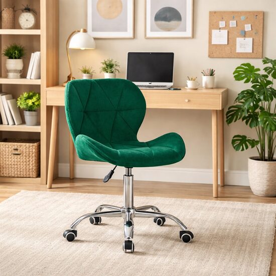 Irodai szék, Artool, Avola, forgó, bársony, zöld, 53,5x55x72,5-86,5 cm