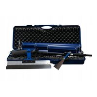 3 db Glett lehúzó, rozsdamentes acél, 40, 60, 80 cm, adapter, teleszkópos nyél 95-160 cm, glettelo henger nyellel, gumibetétek, táska, Ergolite