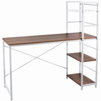 Számítógép asztal, Jumi, halvány melamin, acél, 3 polcos, natúr és fehér, 120x52x120 cm