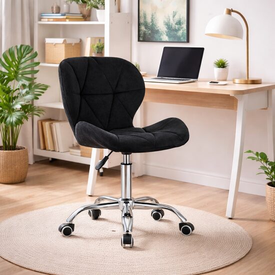 Irodai szék, Artool, Avola, forgó, bársony, fekete, 53,5x55x73,5-86,5 cm